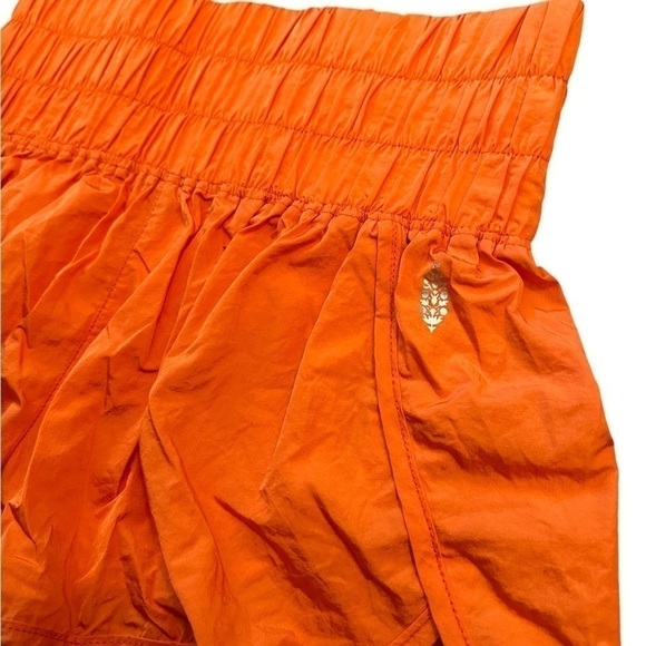 Free People Burning Up Neon Orange High Rise Ruched The Way Home Short Size M - Picture 8 of 15